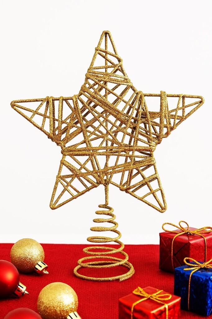 Beysüs Yılbaşı Ağacı Tepelik Yıldız 26 cm Altın Renk - Beysüs