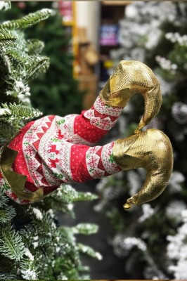 Beysüs Yılbaşı Çam Ağacı Dekor Hareketli Altın Renkli Elf Ayaklar - 3