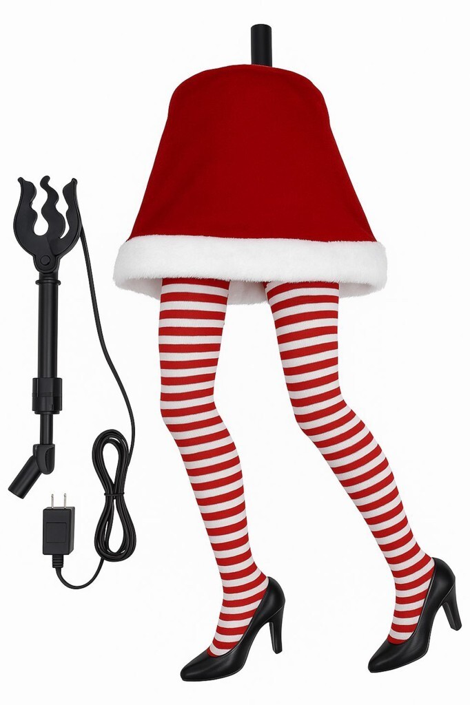 Beysüs Yılbaşı Çam Ağacı Dekor Hareketli Kırmızı Beyaz Çizgili Ayaklar - 2