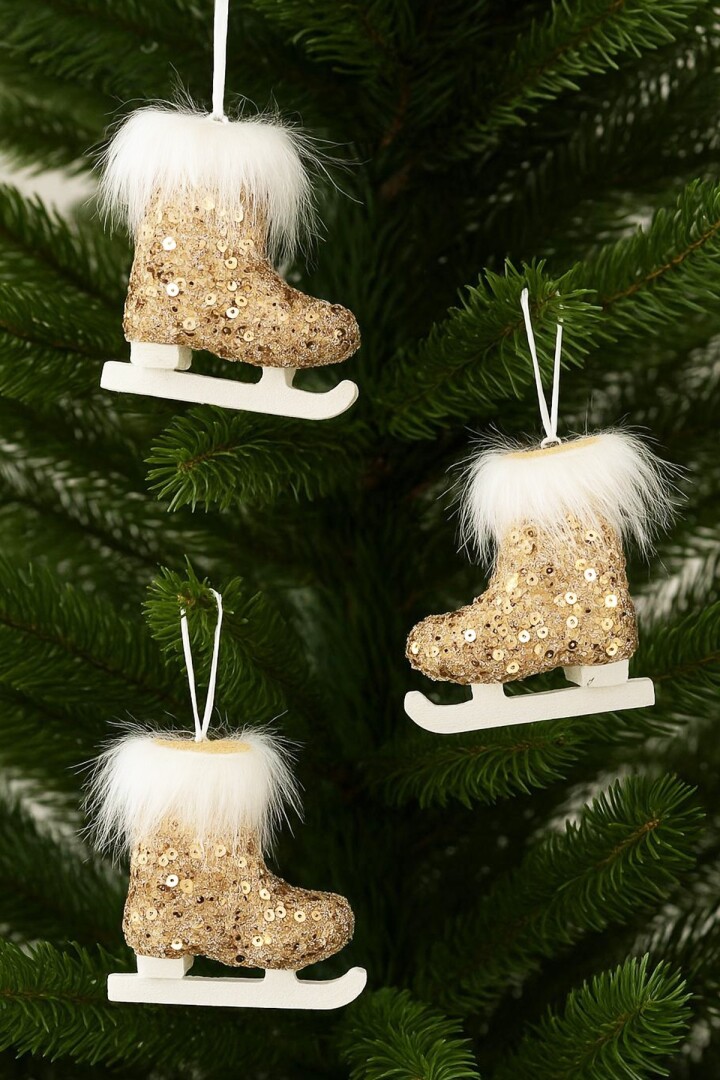 Beysüs Yılbaşı Çam Ağacı Süsü 3’lü Rose Gold Buz Pateni 12 cm - Beysüs