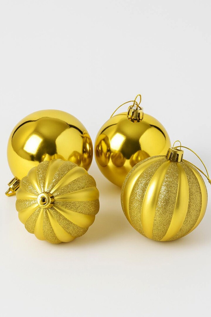 Beysüs Yılbaşı Çam Ağacı Süsü 4’lü Altın Top 10 cm - Beysüs