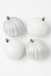 Beysüs Yılbaşı Çam Ağacı Süsü 4’lü Beyaz Top 10 cm - 2