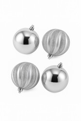 Beysüs Yılbaşı Çam Ağacı Süsü 4’lü Gümüş Top 10 cm - 2