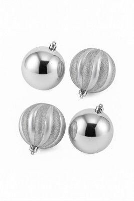 Beysüs Yılbaşı Çam Ağacı Süsü 4’lü Gümüş Top 10 cm - 2