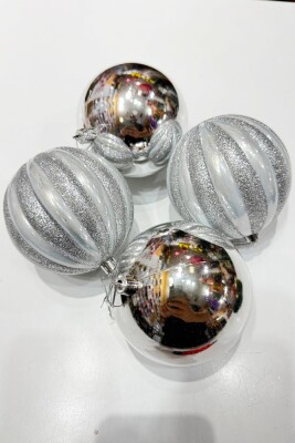 Beysüs Yılbaşı Çam Ağacı Süsü 4’lü Gümüş Top 10 cm - 3