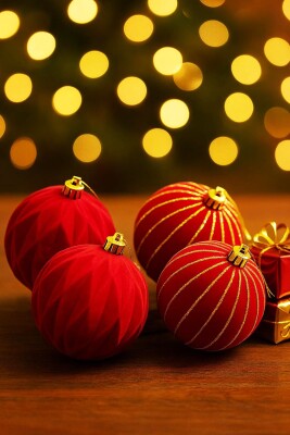 Beysüs Yılbaşı Çam Ağacı Süsü 4’lü Kadife Kırmızı Top 10 cm - 2