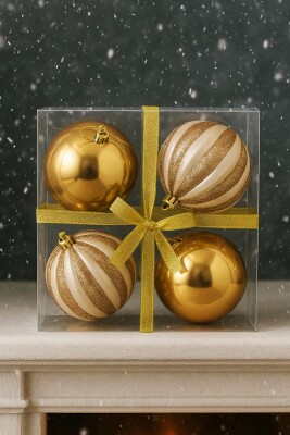 Beysüs Yılbaşı Çam Ağacı Süsü 4’lü Rose Gold Top 10 cm - 2