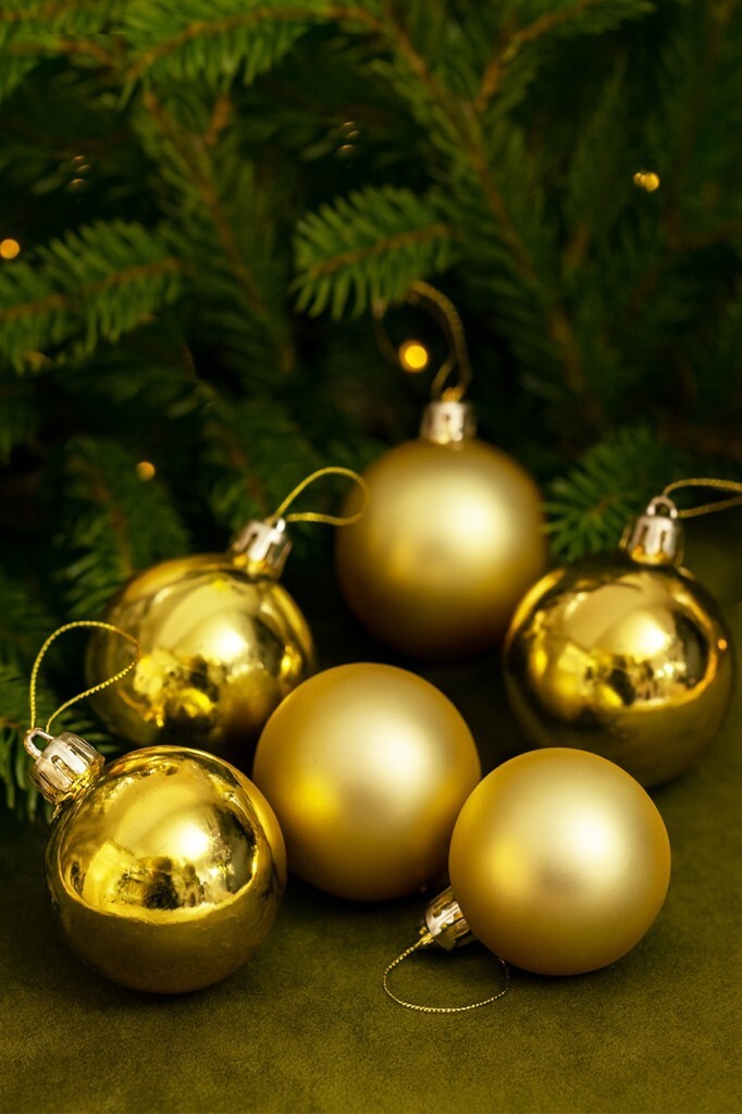 Beysüs Yılbaşı Çam Ağacı Süsü 5 cm 6 lı Gold - Beysüs