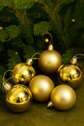 Beysüs Yılbaşı Çam Ağacı Süsü 5 cm 6 lı Gold - Beysüs