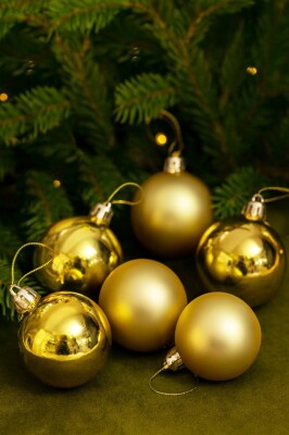 Beysüs Yılbaşı Çam Ağacı Süsü 5 cm 6 lı Gold - 1