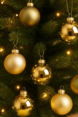 Beysüs Yılbaşı Çam Ağacı Süsü 5 cm 6 lı Gold - 3