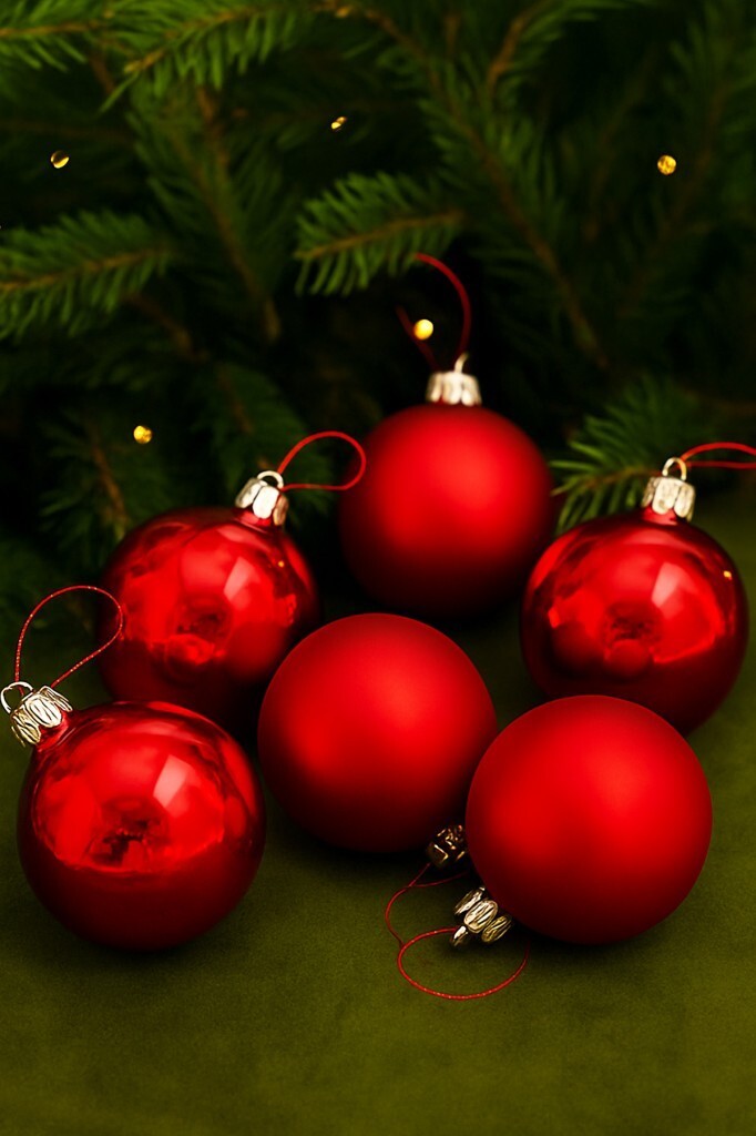 Beysüs Yılbaşı Çam Ağacı Süsü 5 cm 6 lı Kırmızı - 1