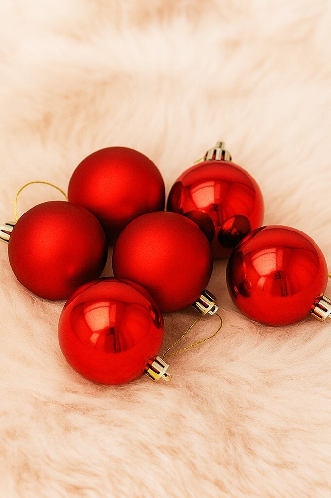 Beysüs Yılbaşı Çam Ağacı Süsü 5 cm 6 lı Kırmızı - 2