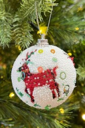 Beysüs Yılbaşı Çam Ağacı Süsü 6 cm 6 lı Cici Top Geyik Baskılı 0003 - 3