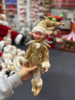 Beysüs Yılbaşı Çam Ağacı Süsü Altın Elf Figürü 36 cm - 1