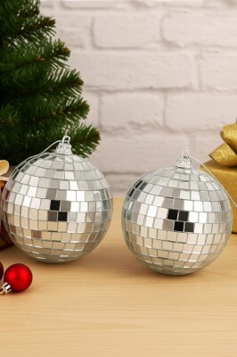 Beysüs Yılbaşı Çam Ağacı Süsü Aynalı Disko Topu 10 cm 2 li - 1