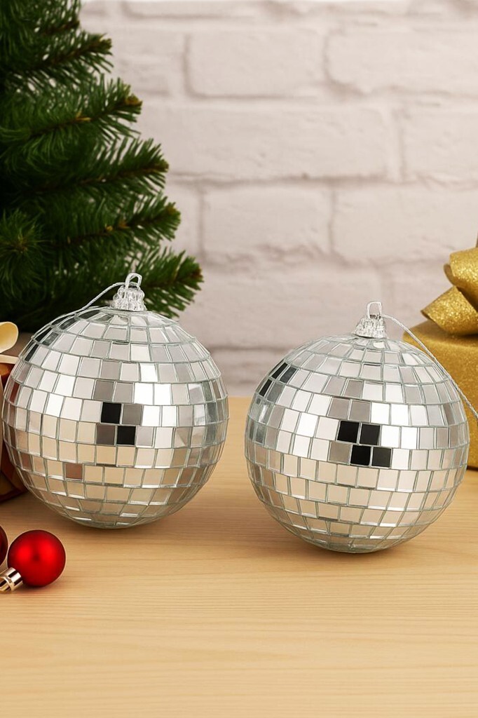 Beysüs Yılbaşı Çam Ağacı Süsü Aynalı Disko Topu 10 cm 2 li - Beysüs