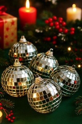 Beysüs Yılbaşı Çam Ağacı Süsü Aynalı Disko Topu 6 cm 6 lı - 2