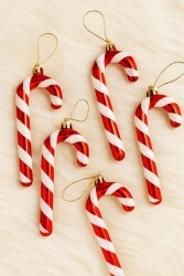 Beysüs Yılbaşı Çam Ağacı Süsü Baston Şeker Kırmızı Beyaz Lüks 6 Lı 13 cm - Beysüs