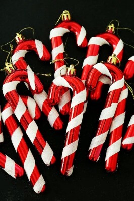 Beysüs Yılbaşı Çam Ağacı Süsü Baston Şeker Kırmızı Beyaz Lüks 6 Lı 13 cm - 4