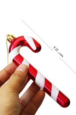 Beysüs Yılbaşı Çam Ağacı Süsü Baston Şeker Kırmızı Beyaz Lüks 6 Lı 13 cm - 5