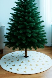 Beysüs Yılbaşı Çam Ağacı Süsü Çam Altı Örtüsü Peluş Gold Kar Desenli Beyaz - 2