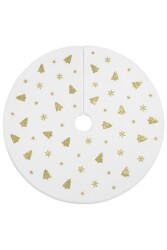 Beysüs Yılbaşı Çam Ağacı Süsü Çam Altı Örtüsü Peluş Gold Kar Desenli Beyaz - 4