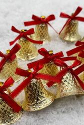 Beysüs Yılbaşı Çam Ağacı Süsü Çan Gold 4 cm Sarı Kurdelalı - Beysüs