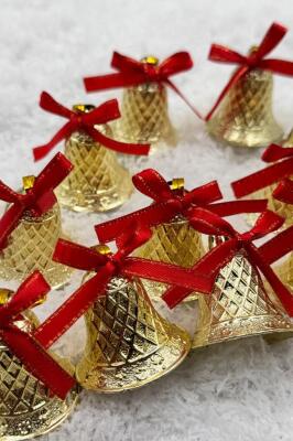 Beysüs Yılbaşı Çam Ağacı Süsü Çan Gold 4 cm Sarı Kurdelalı - 1