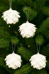 Beysüs Yılbaşı Çam Ağacı Süsü Çiçek Beyaz 4 Lü 6 cm - Beysüs