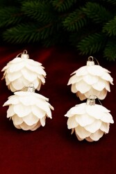 Beysüs Yılbaşı Çam Ağacı Süsü Çiçek Beyaz 4 Lü 6 cm - 2