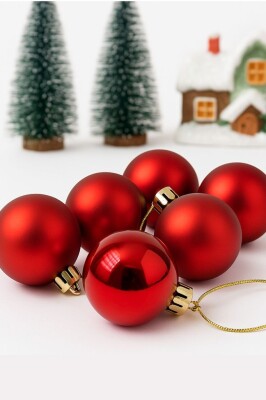 Beysüs Yılbaşı Çam Ağacı Süsü Cici Top 4 cm 6 lı Kırmızı - 2
