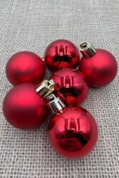 Beysüs Yılbaşı Çam Ağacı Süsü Cici Top 4 cm 6 lı Kırmızı - 4