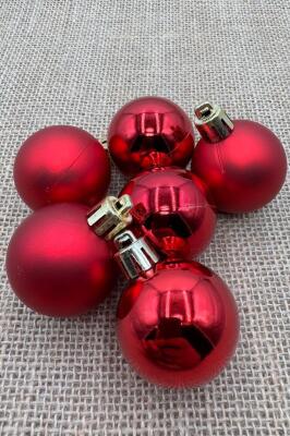 Beysüs Yılbaşı Çam Ağacı Süsü Cici Top 4 cm 6 lı Kırmızı - 4