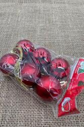 Beysüs Yılbaşı Çam Ağacı Süsü Cici Top 4 cm 6 lı Kırmızı - 5