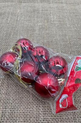 Beysüs Yılbaşı Çam Ağacı Süsü Cici Top 4 cm 6 lı Kırmızı - 5