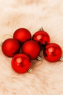 Beysüs Yılbaşı Çam Ağacı Süsü Cici Top 5 cm 6 lı Kırmızı - 2