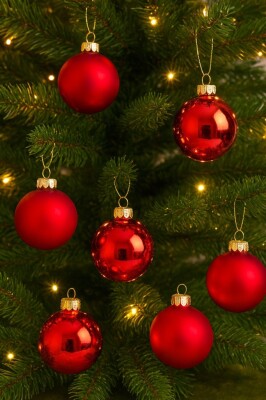 Beysüs Yılbaşı Çam Ağacı Süsü Cici Top 5 cm 6 lı Kırmızı - 3