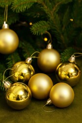 Beysüs Yılbaşı Çam Ağacı Süsü Cici Top 6 cm 6 lı Gold - Beysüs