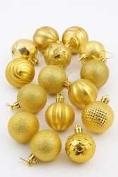Beysüs Yılbaşı Çam Ağacı Süsü Cici Top Özel Paketli 6 cm 12 li Gold - Beysüs