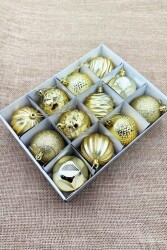 Beysüs Yılbaşı Çam Ağacı Süsü Cici Top Özel Paketli 6 cm 12 li Gold - 3