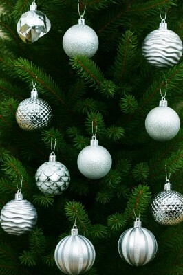 Beysüs Yılbaşı Çam Ağacı Süsü Cici Top Özel Paketli 6 cm 12 li Gümüş - 2