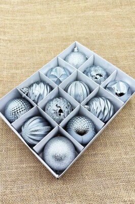 Beysüs Yılbaşı Çam Ağacı Süsü Cici Top Özel Paketli 6 cm 12 li Gümüş - 3