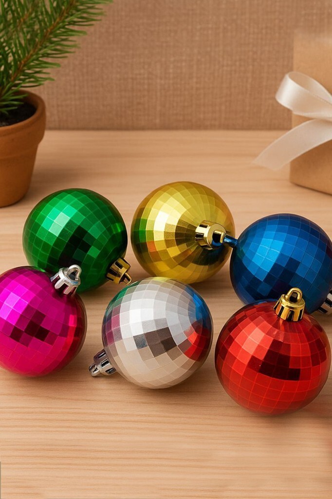Beysüs Yılbaşı Çam Ağacı Süsü Cici Top Renkli Disko Topu 6 Lı 5 cm - 1