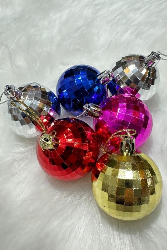 Beysüs Yılbaşı Çam Ağacı Süsü Cici Top Renkli Disko Topu 6 Lı 5 cm - 3