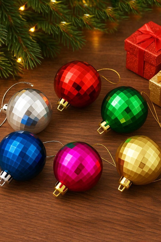 Beysüs Yılbaşı Çam Ağacı Süsü Cici Top Renkli Disko Topu 6 Lı 5 cm - 4