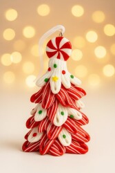 Beysüs Yılbaşı Çam Ağacı Süsü Dekoratif Şeker Kırmızı Beyaz BYSC001 - Beysüs