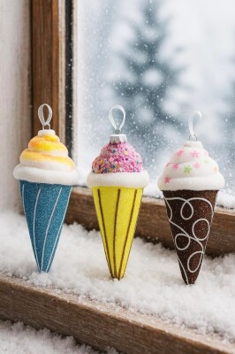 Beysüs Yılbaşı Çam Ağacı Süsü Dondurma 3’lü Set - 2