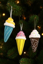 Beysüs Yılbaşı Çam Ağacı Süsü Dondurma 3’lü Set - Beysüs