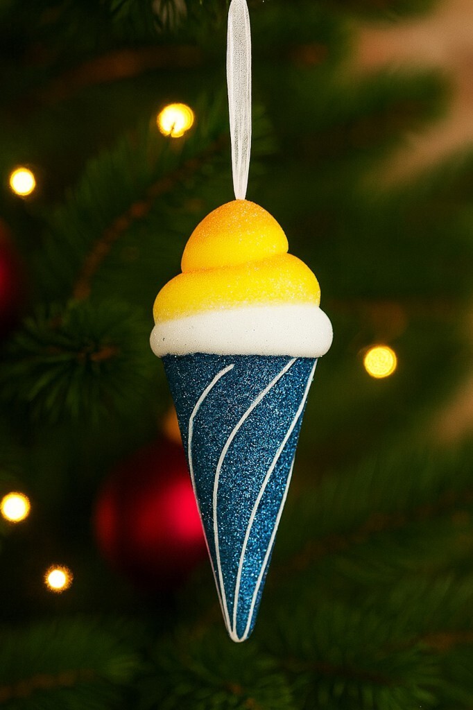 Beysüs Yılbaşı Çam Ağacı Süsü Dondurma Mavi Beyaz - 1